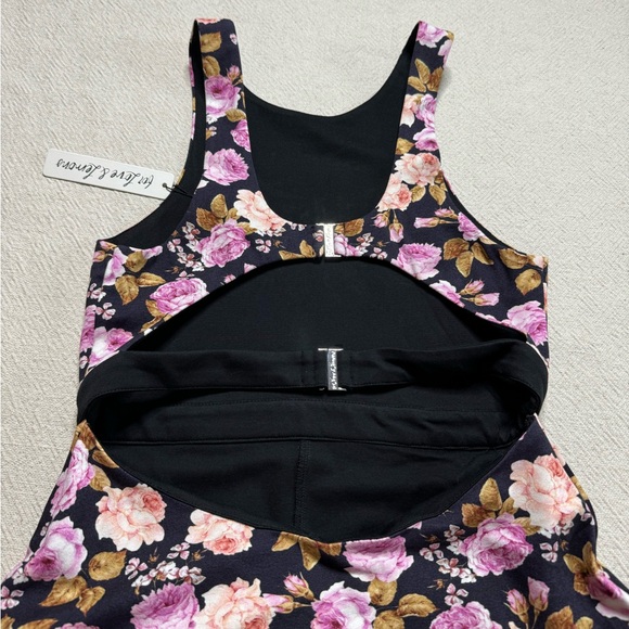 NEW FOR LOVE & LEMONS Black Pink Roses Mini Tennis Dress M - Picture 7 of 8